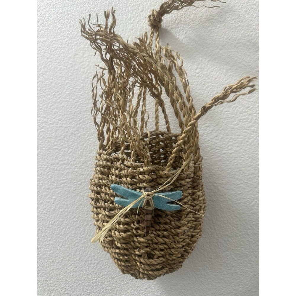Seagrass Woven Hanging Wall Basket So Carolina Pottery Dragonfly Attached